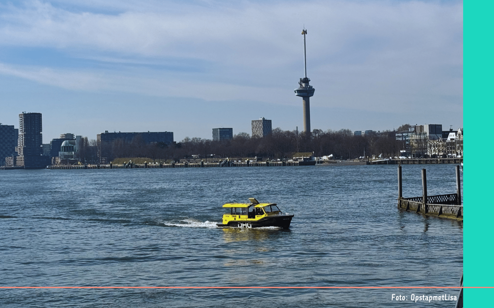 Skyline Rotterdam en watertaxi